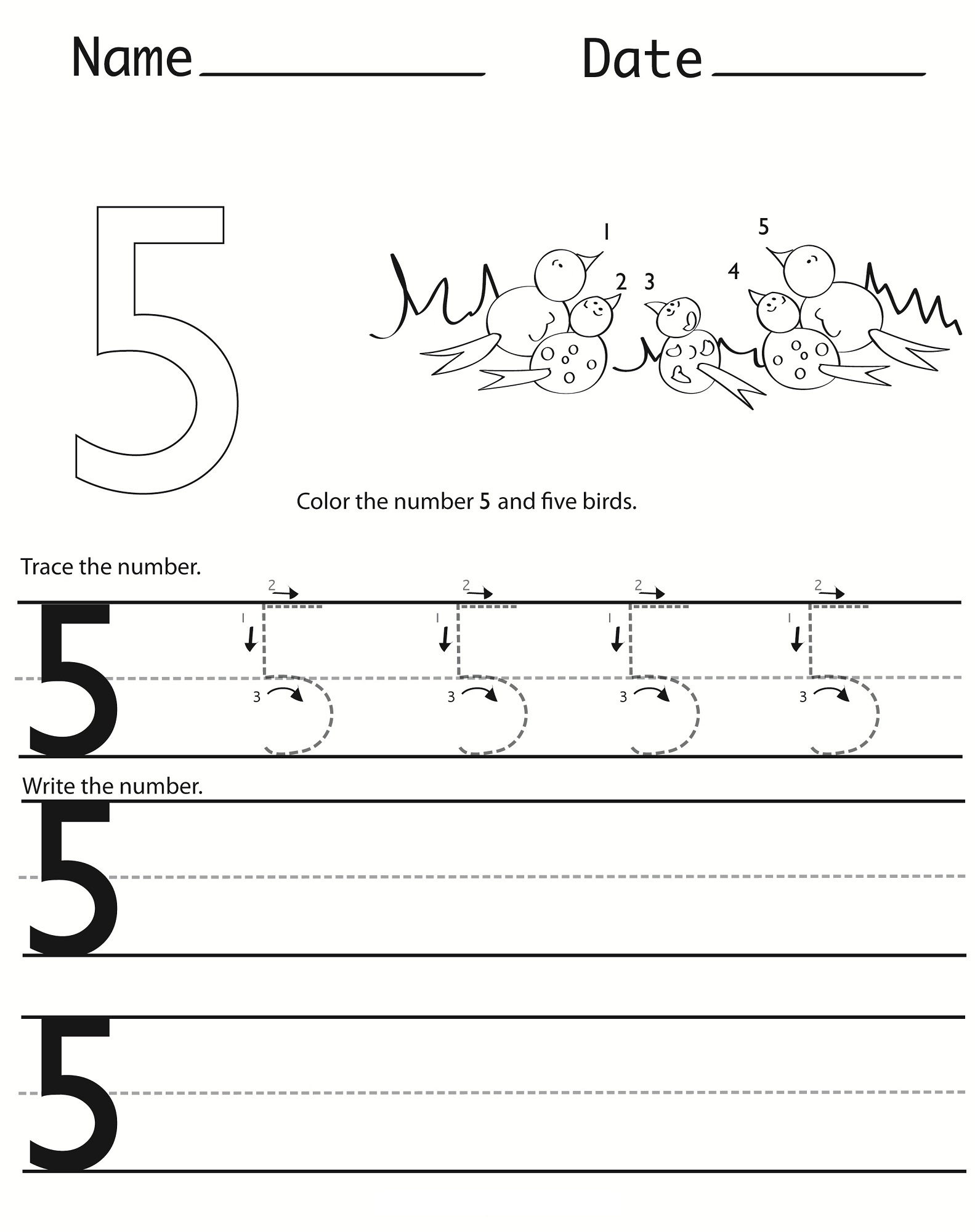Free Printable Tracing Number 5 Worksheets Kids Worksheets Printables Number 5 Tracing 