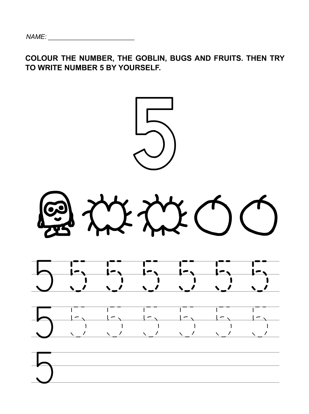 number 5 worksheet free