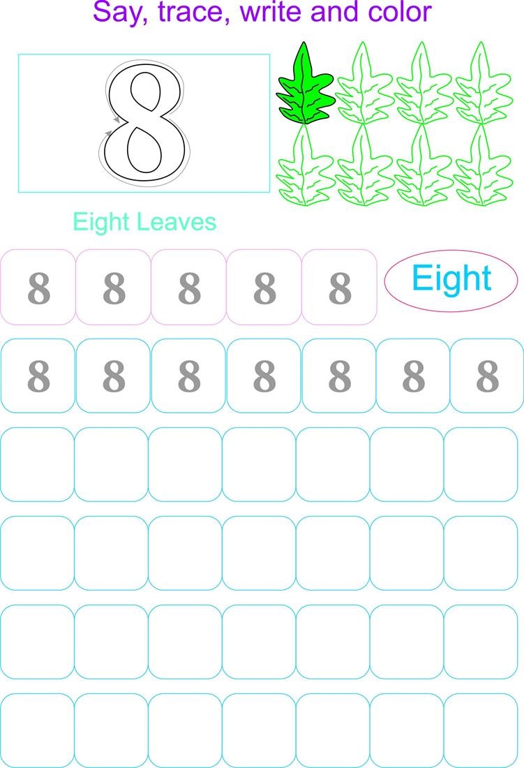 number 8 worksheet colour