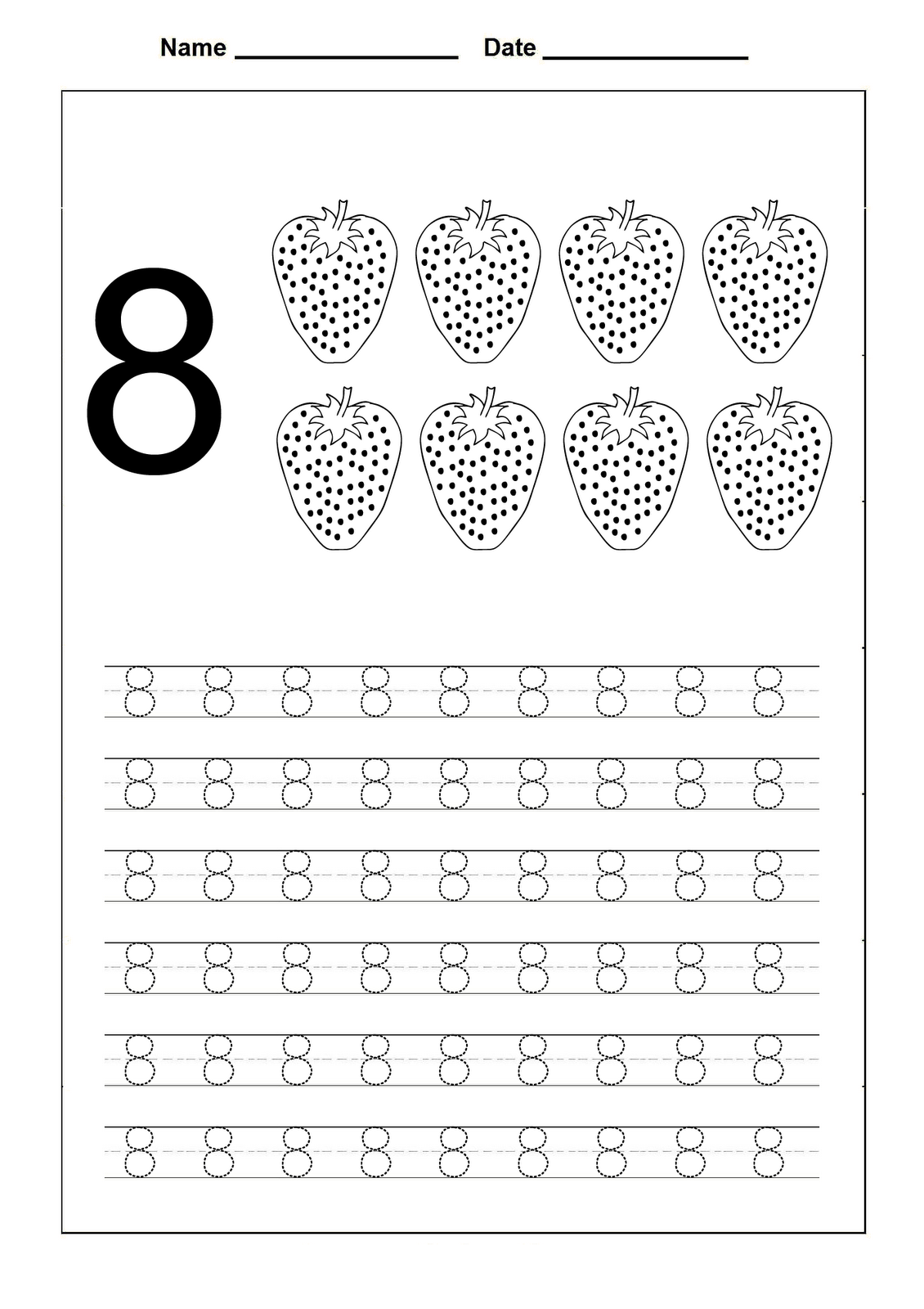 Number 8 Worksheets Printable | Activity Shelter