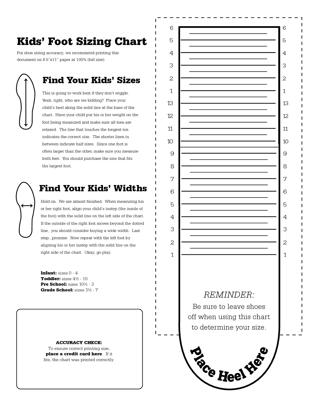 Mens Foot Size Chart Printable