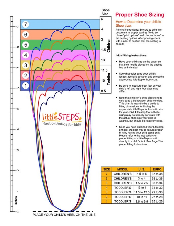 Printable Mens Foot Size Chart