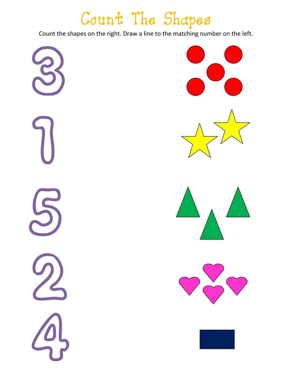 Shapes And Numbers Worksheets For 4 Year Olds