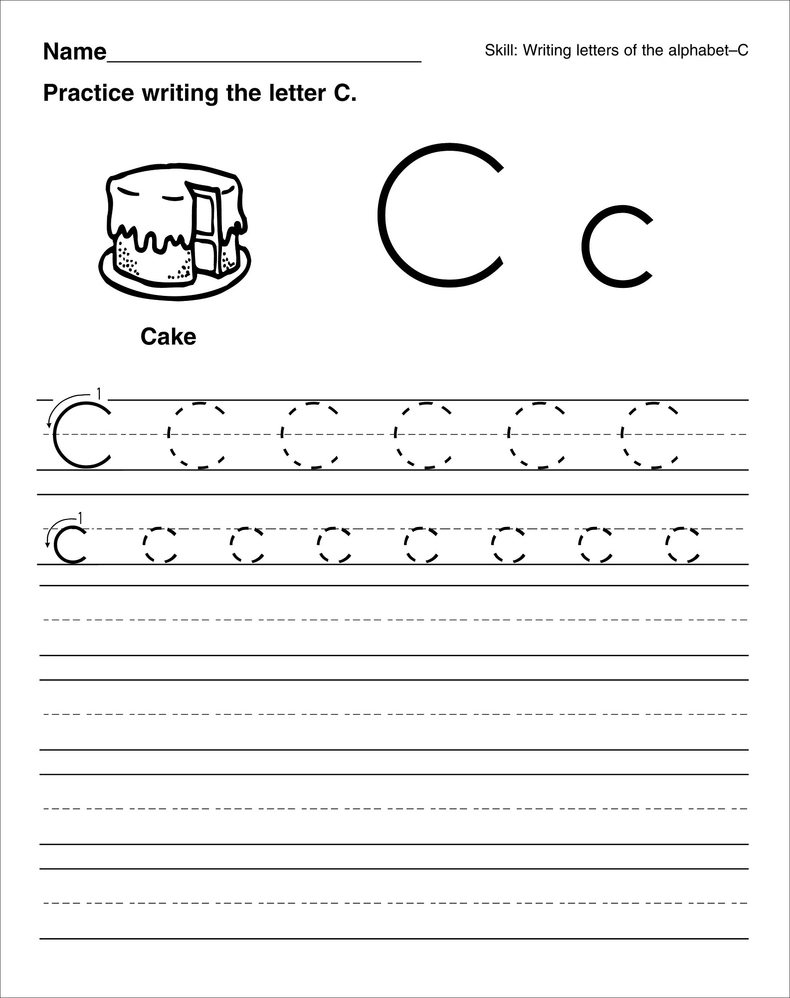 Trace the Letter C Worksheets Activity Shelter