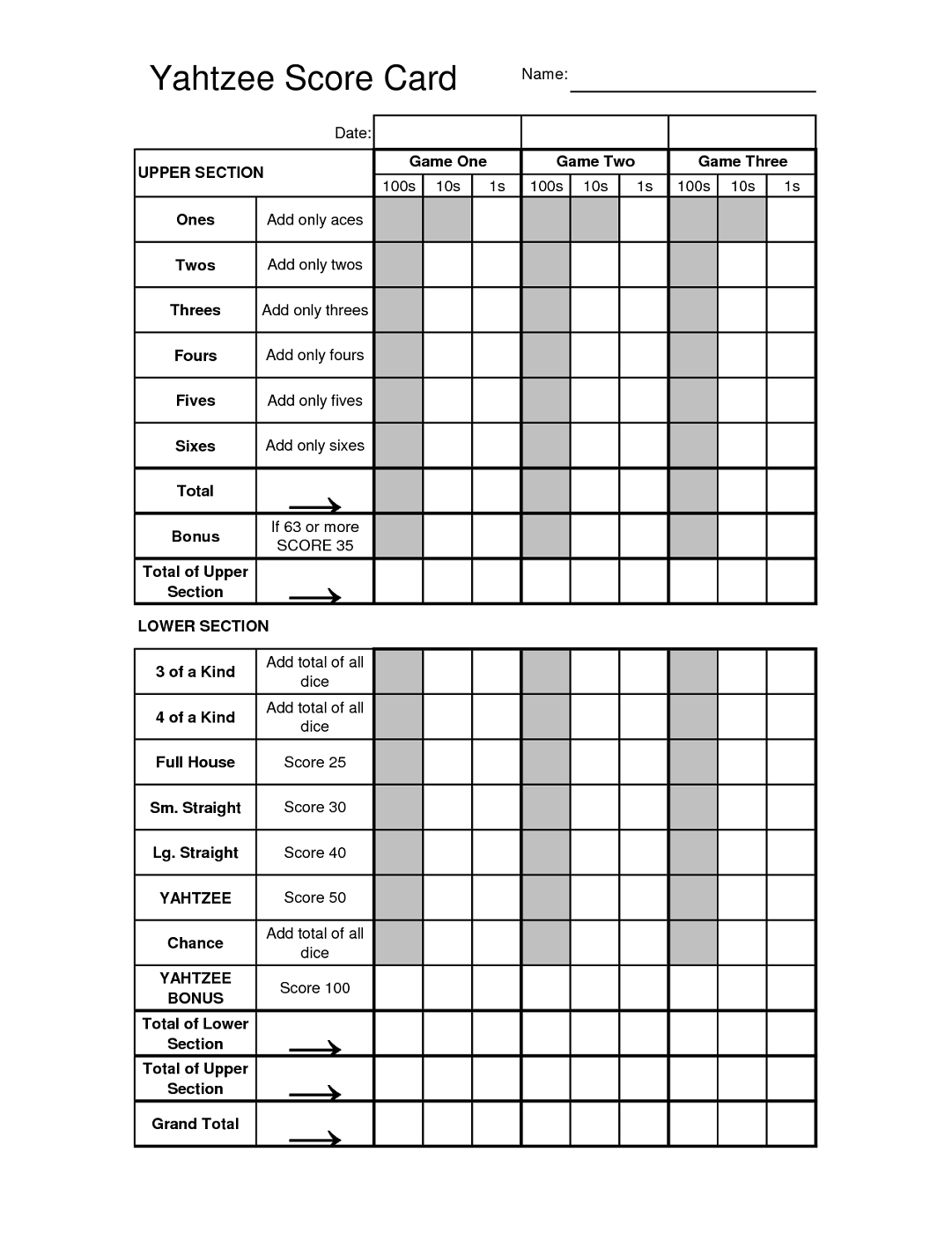 yahtzee score sheets printable activity shelter