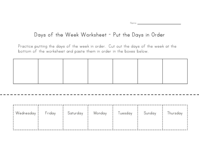 days of the week worksheets activity shelter