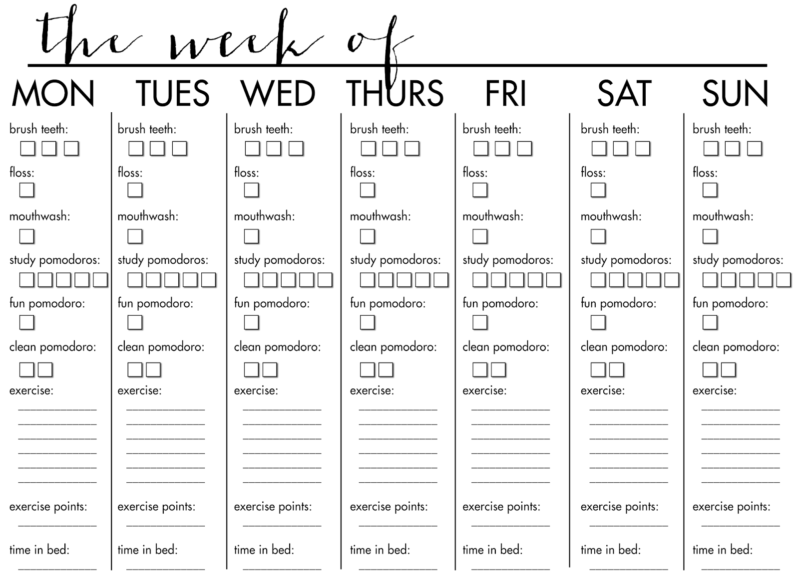 Printable Workout Calendar Activity