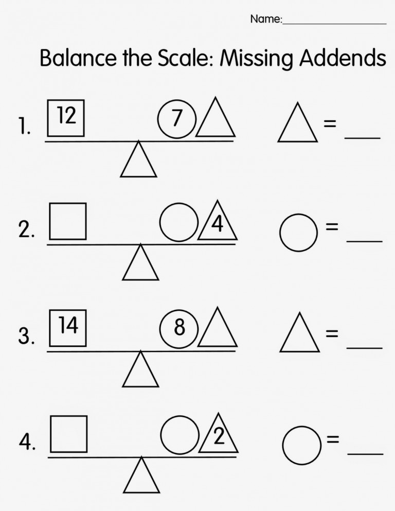 Balancing Number Sentences Ks2 Worksheet