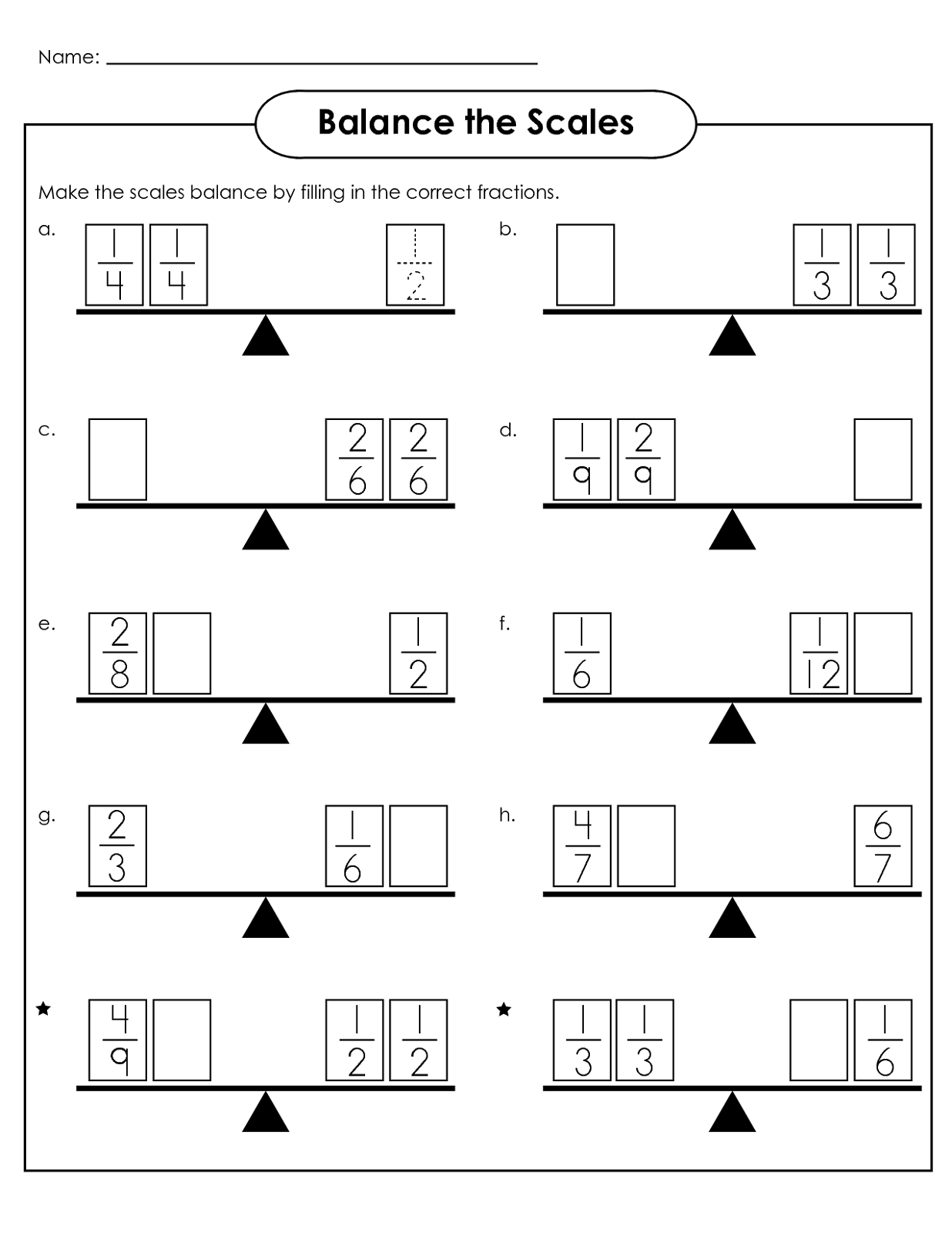 balance scale worksheet for student