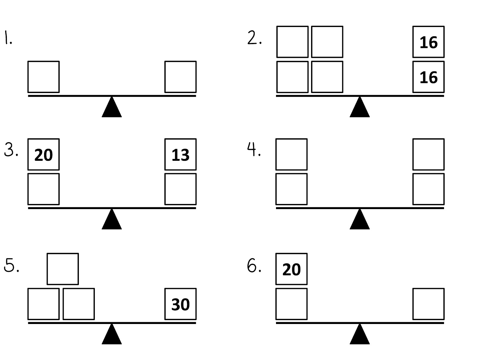 balance scale worksheet practice