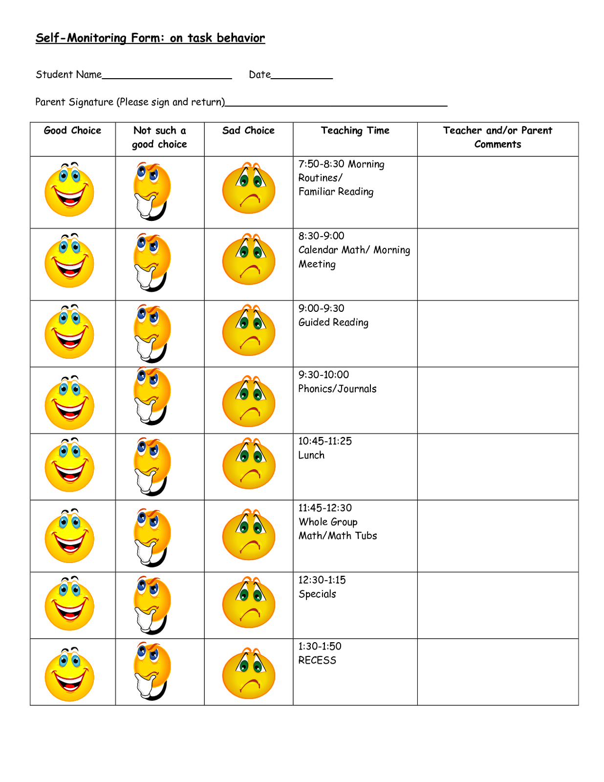 Behavior Charts Printable for Kids Activity Shelter