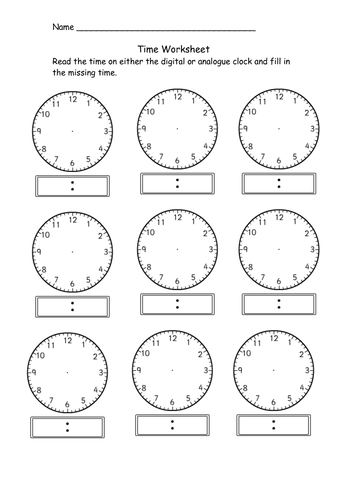 Free Printable Blank Clock Sheets