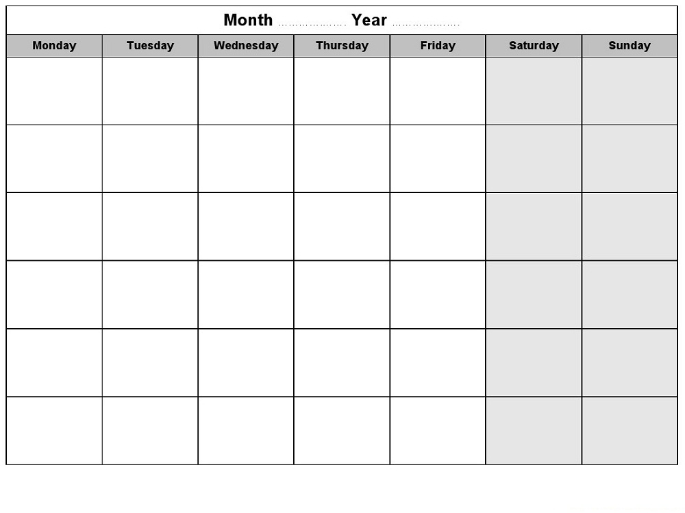 Blank Weekly Calendars Printable Weekly Calendar Blank Weekly 