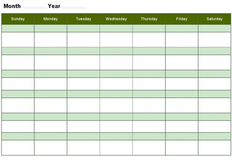 Blank Weekly Calendars Printable Activity Shelter 14