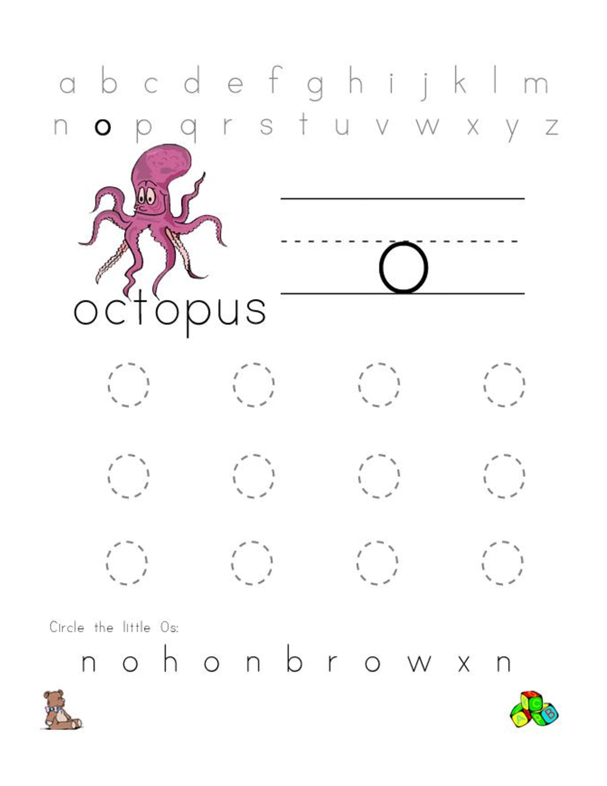 letter o worksheets printable