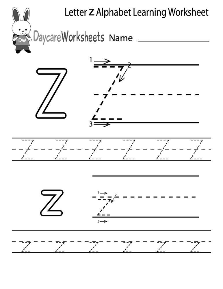 letter z worksheet 2016