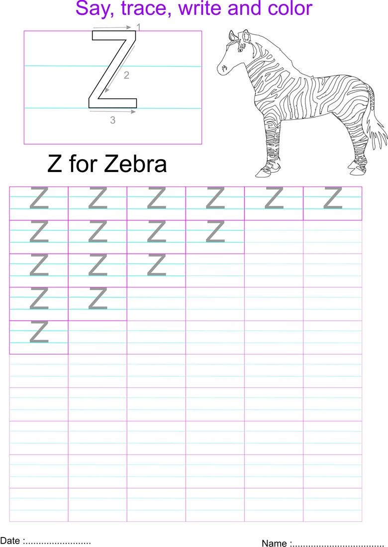 letter z worksheet capital