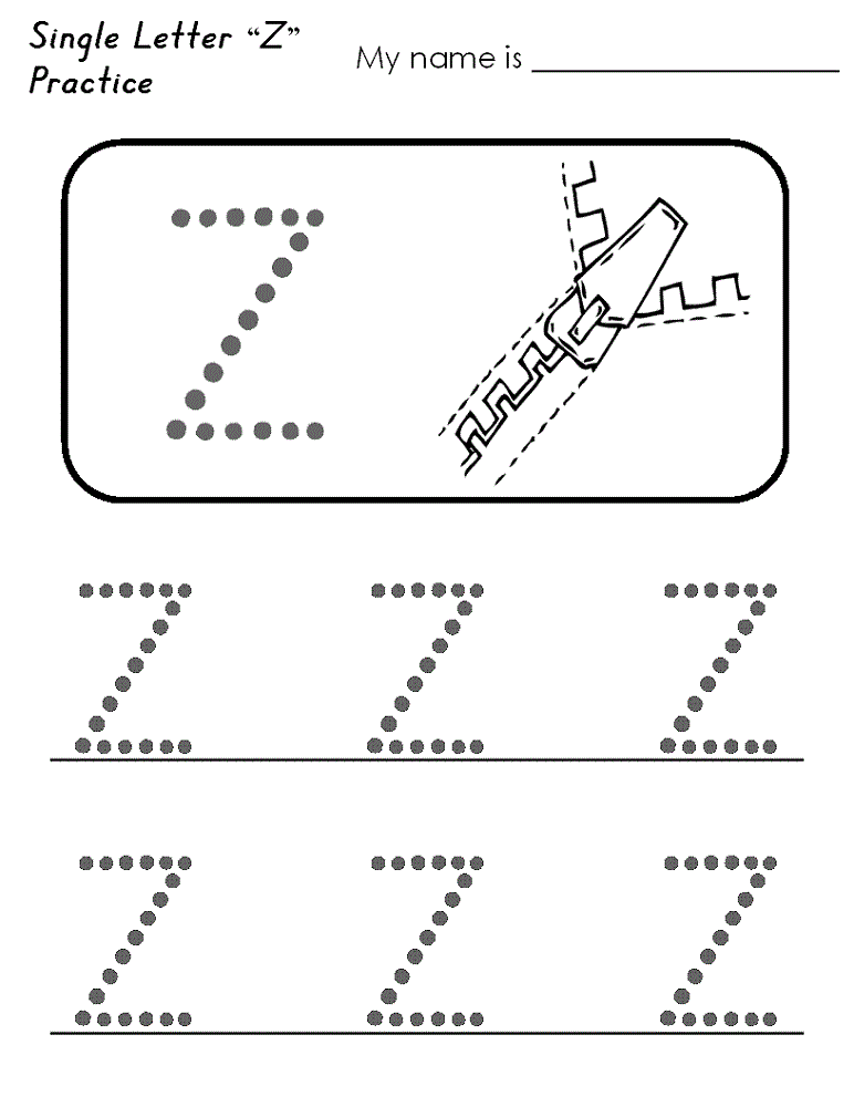letter z worksheet tracing
