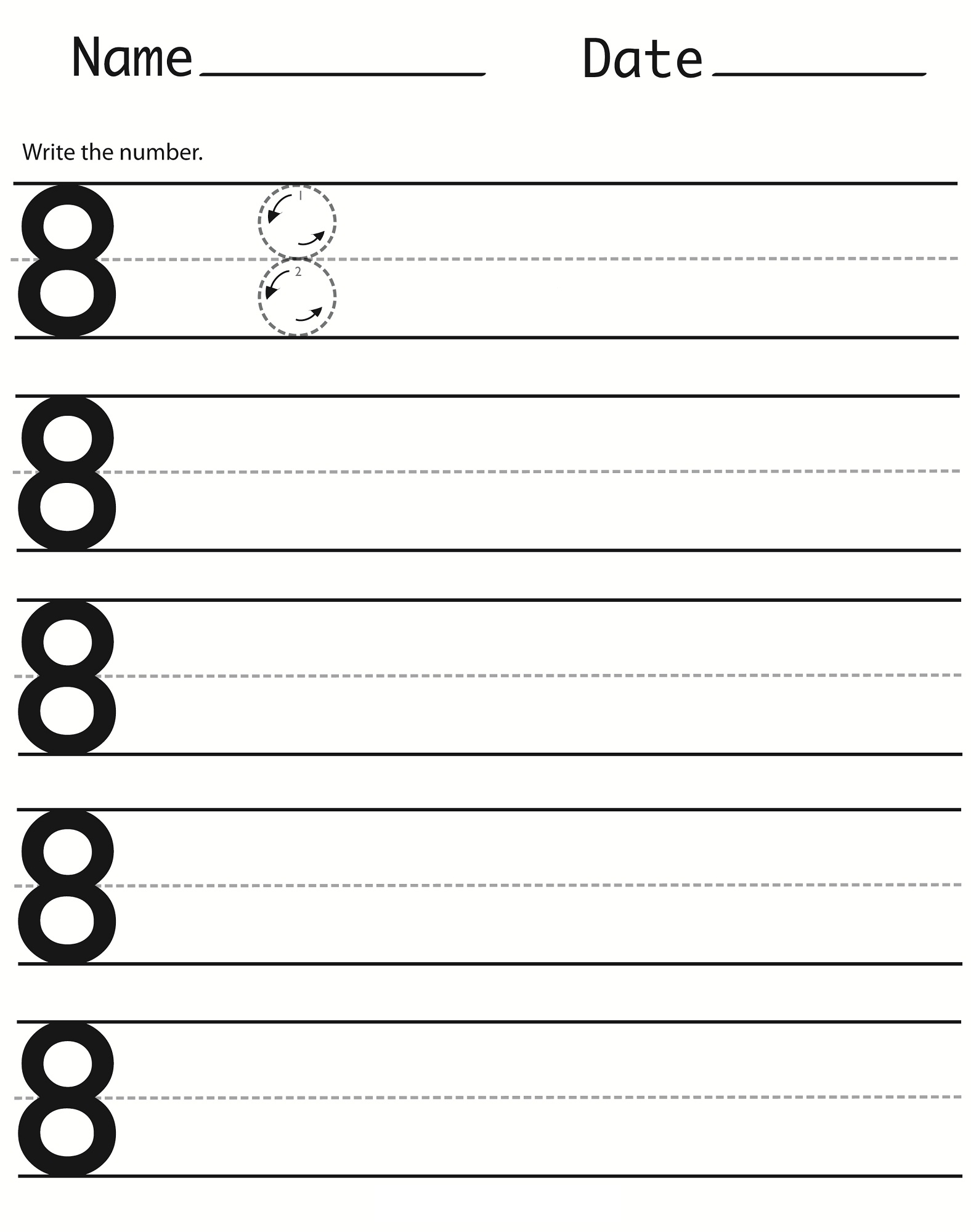 number 8 worksheets for preschool