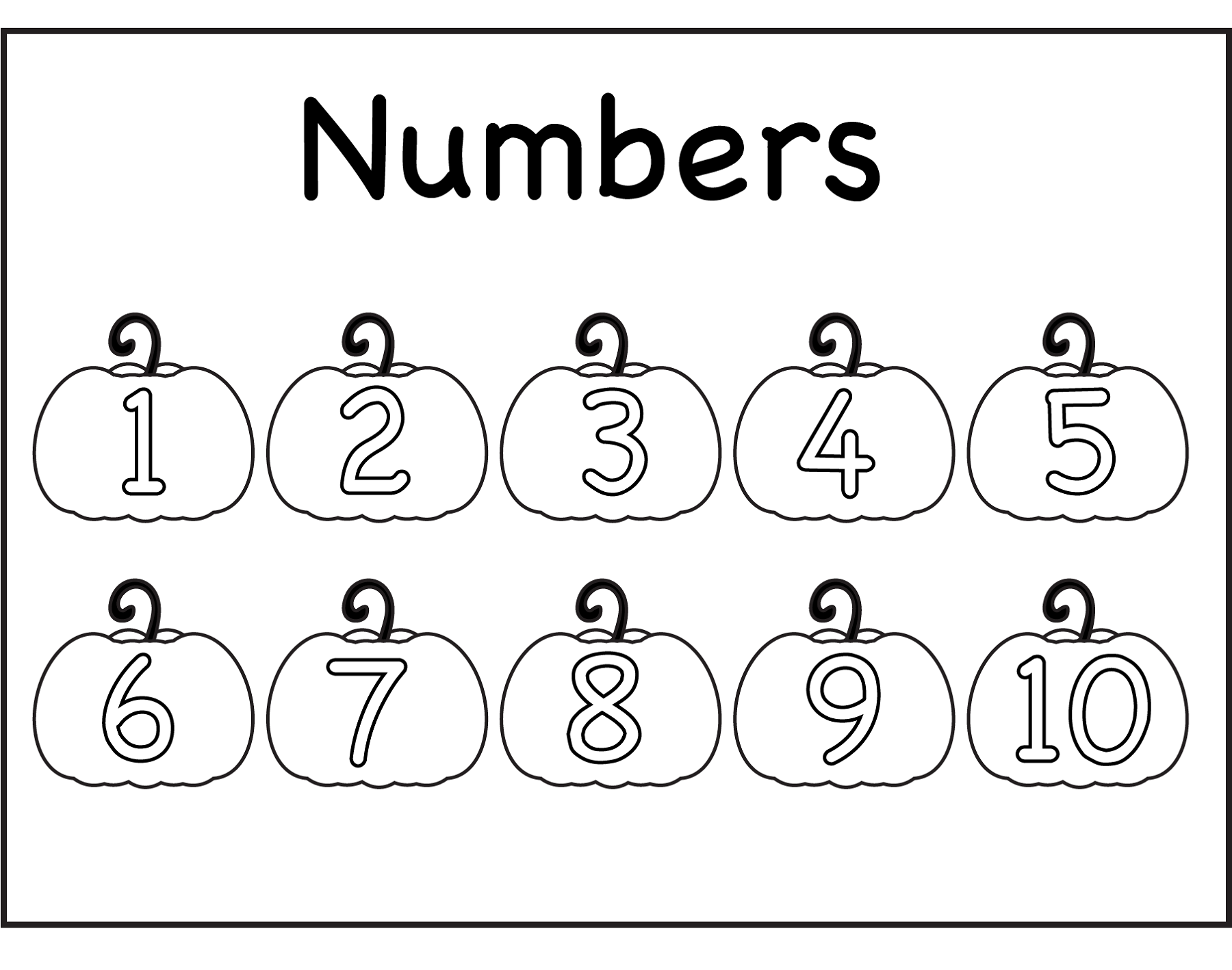 number color pages pumkin