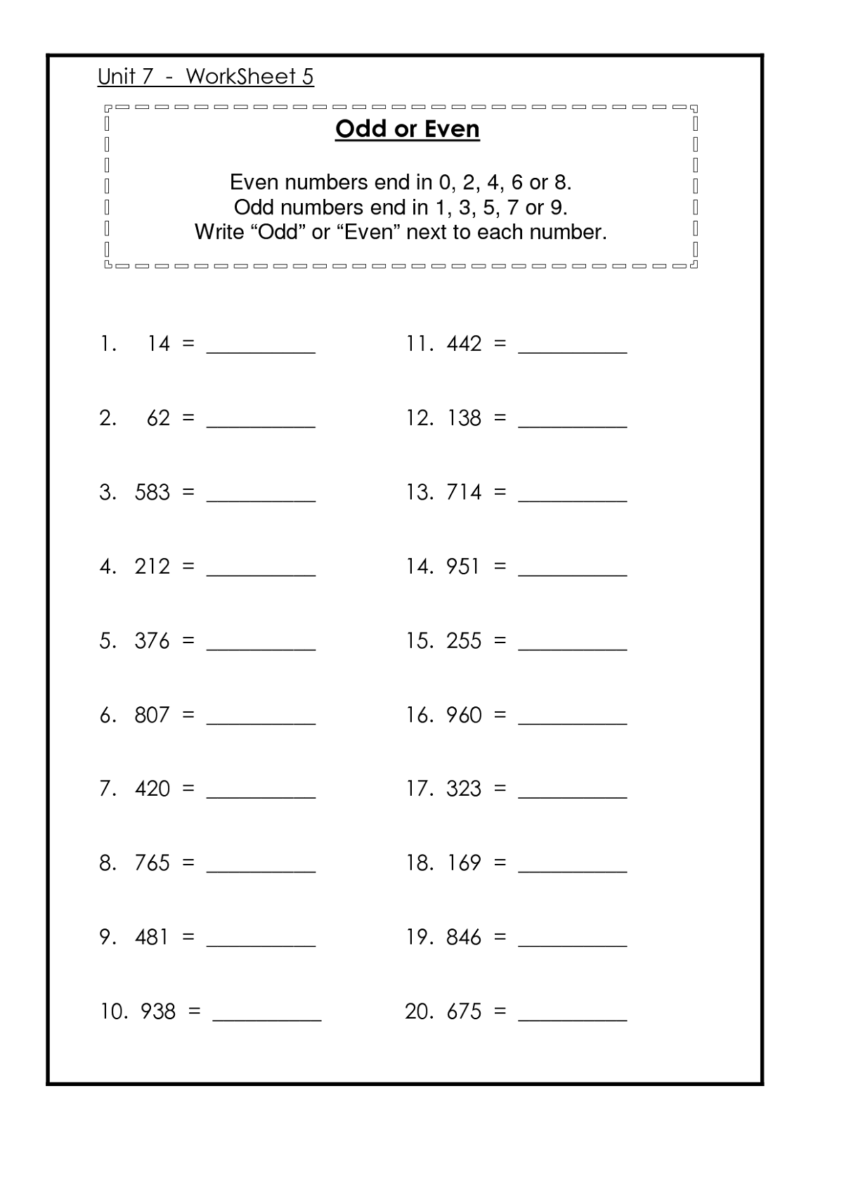 Odd and Even Worksheets for Kids | Activity Shelter