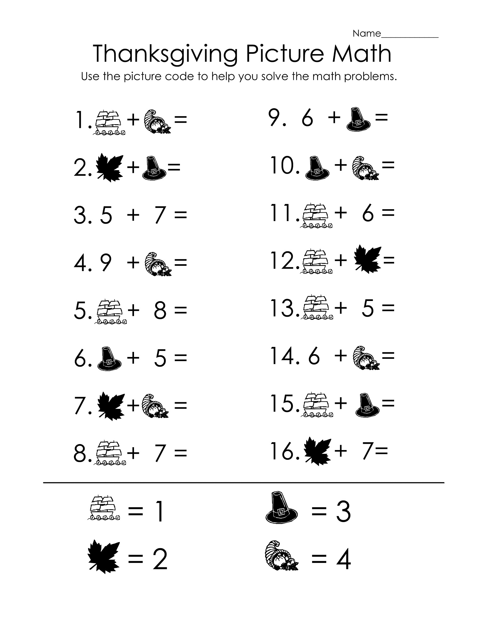 Picture Math Worksheets to Print | Activity Shelter