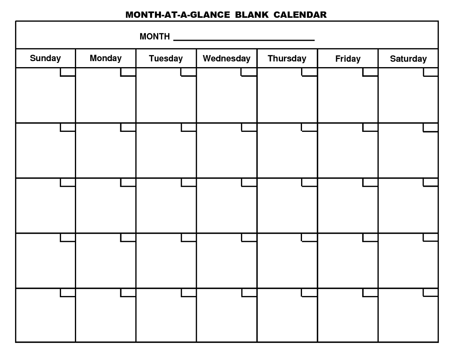 printable blank monthly calendar new