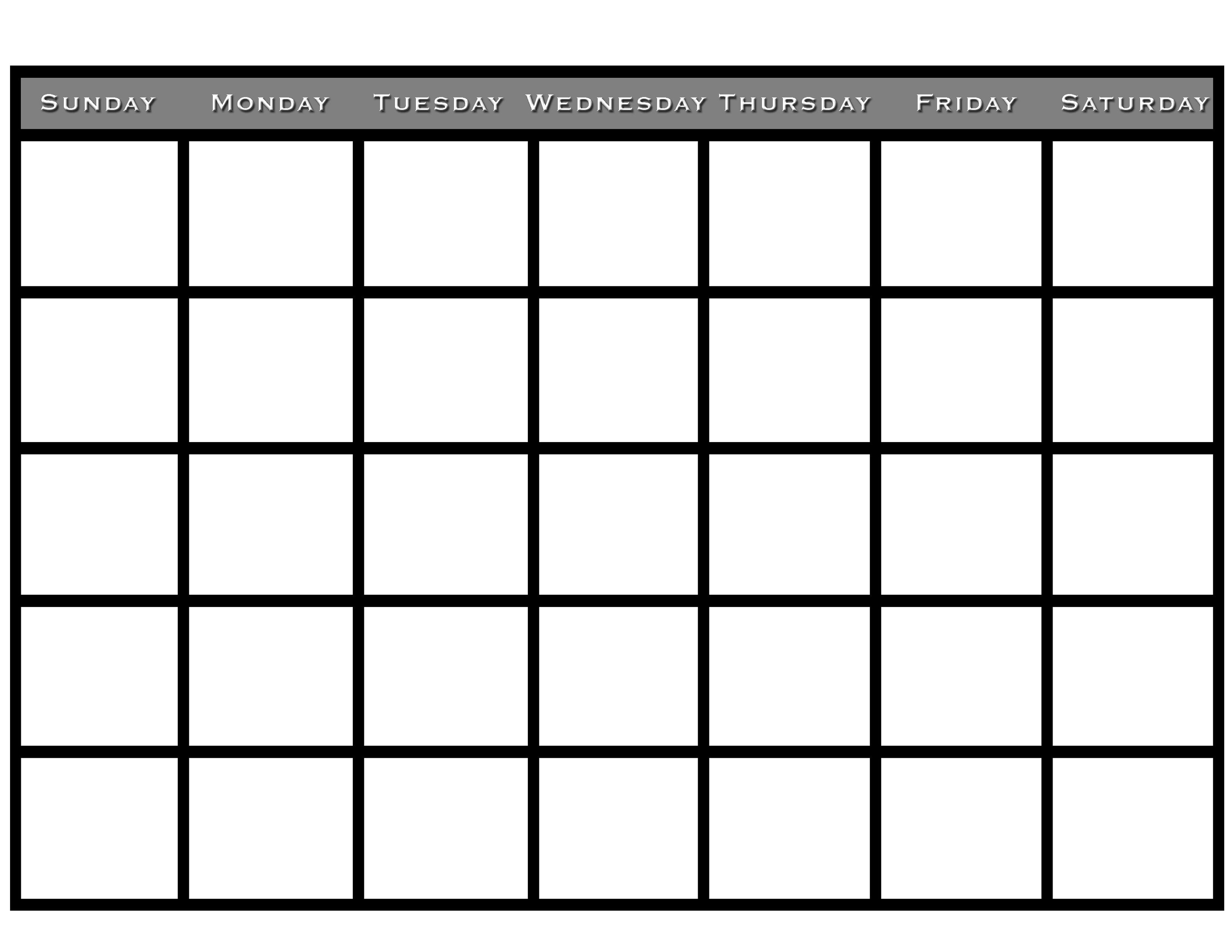 printable blank monthly calendar simple