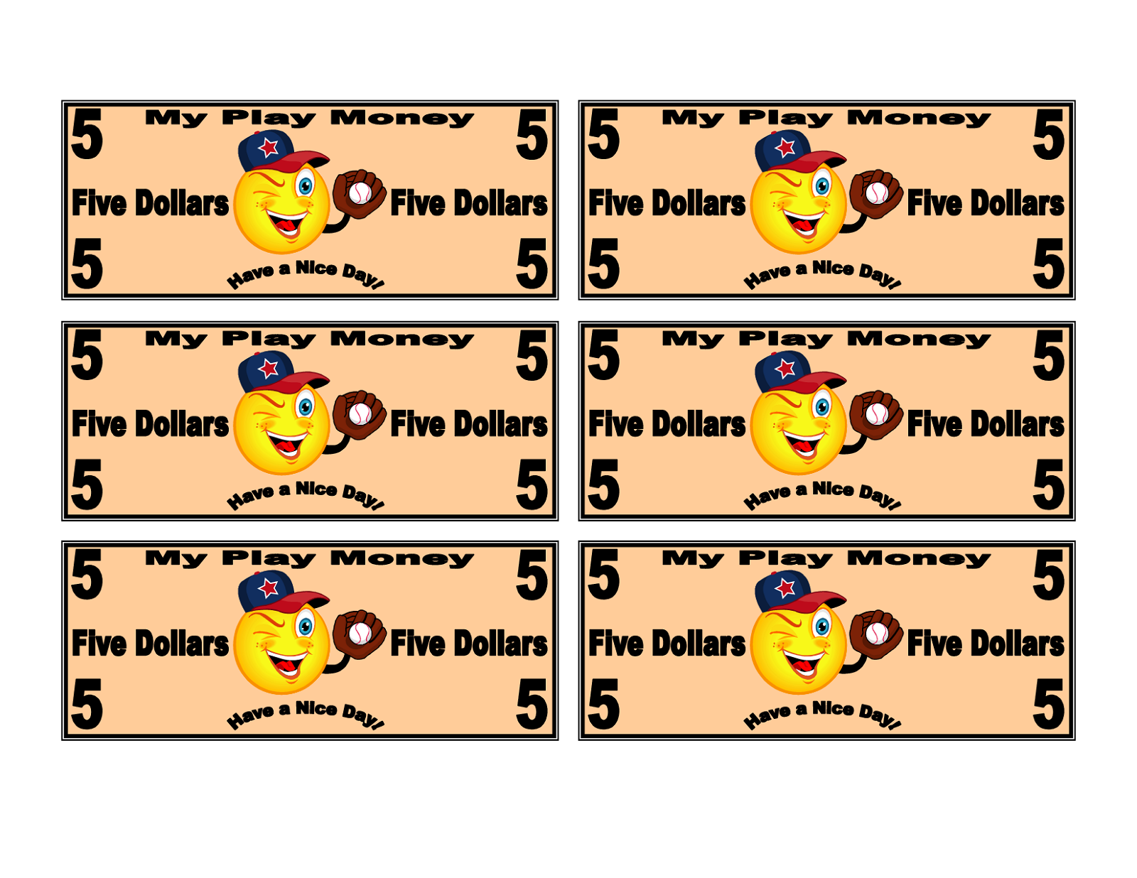 printable play money kids