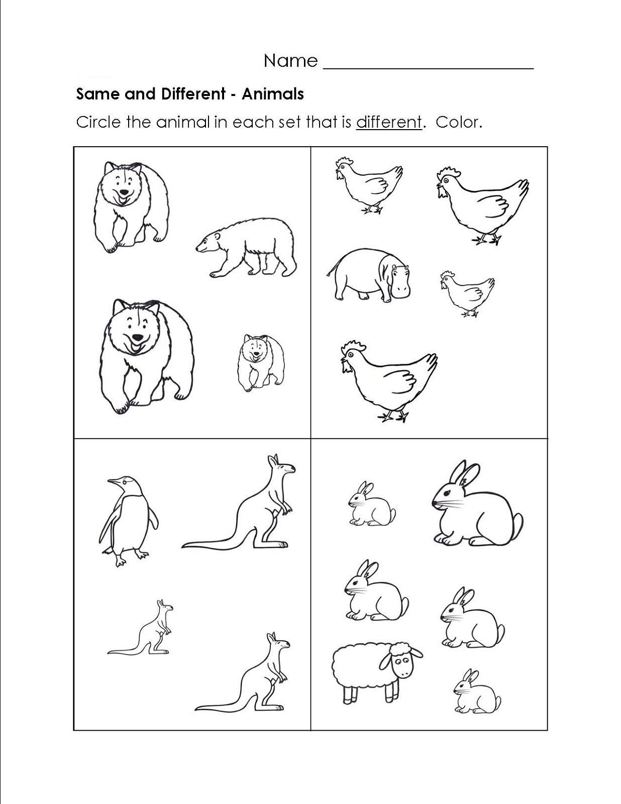 Same and Different Worksheets for Kids Activity Shelter