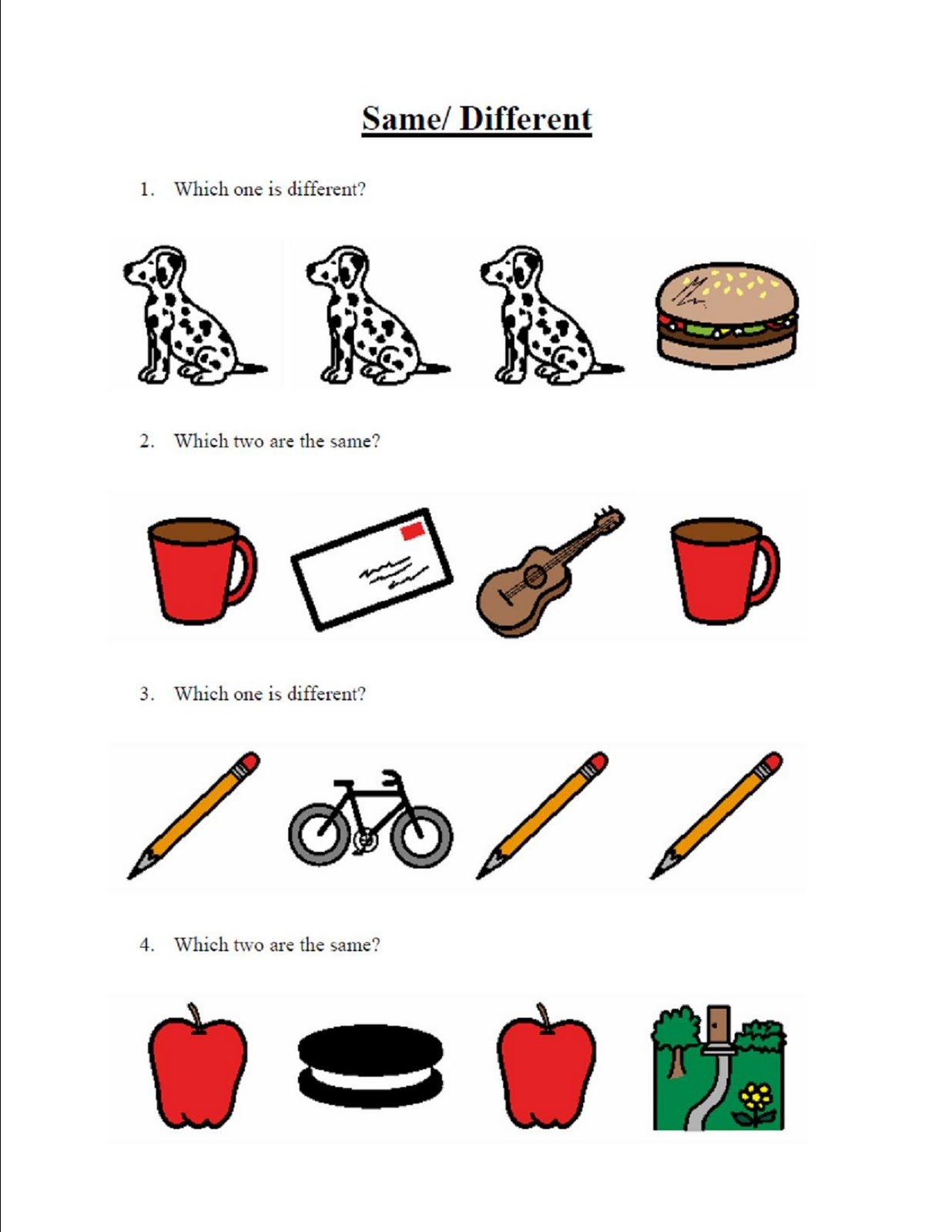 Same And Different Worksheets For Kids Activity Shelter