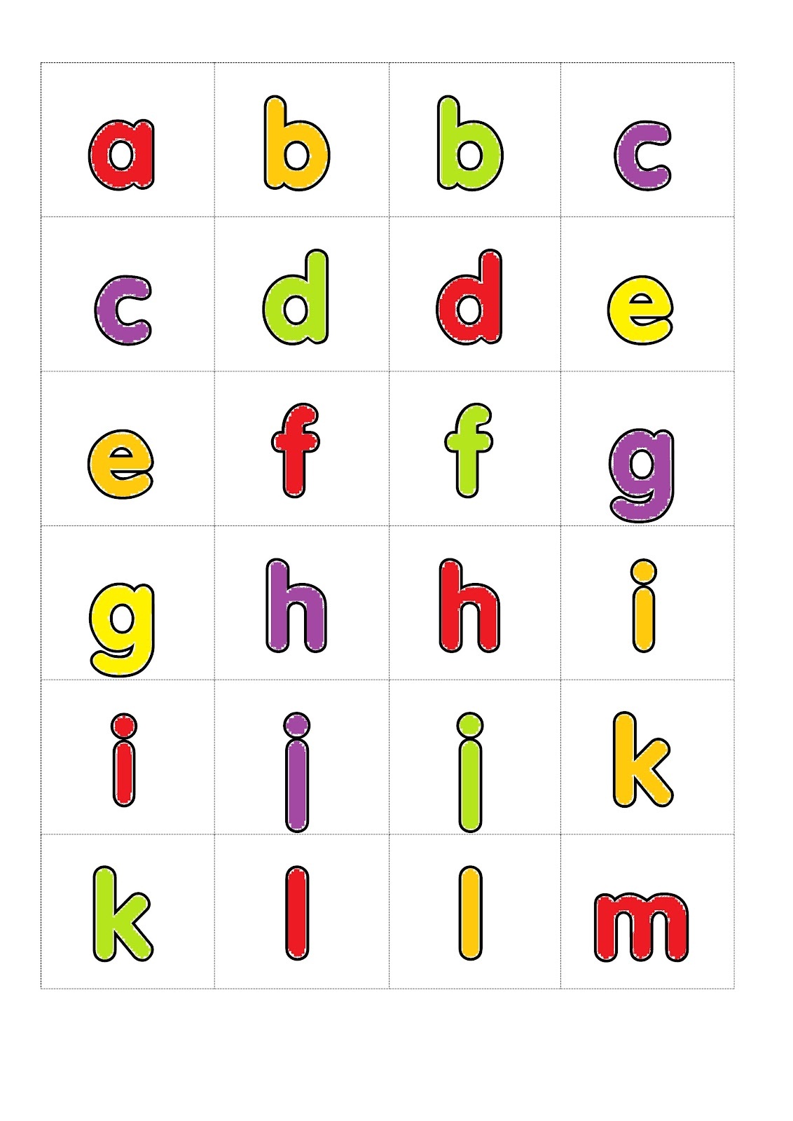 small alphabet letters colour