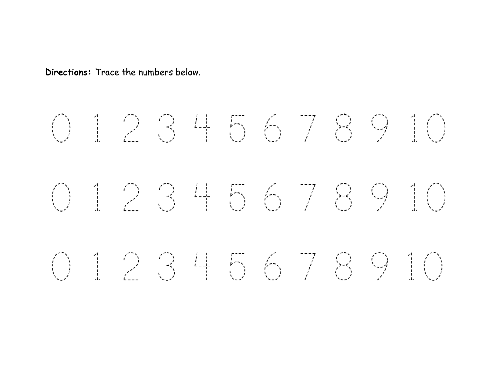 tracing numbers 1-10 writing