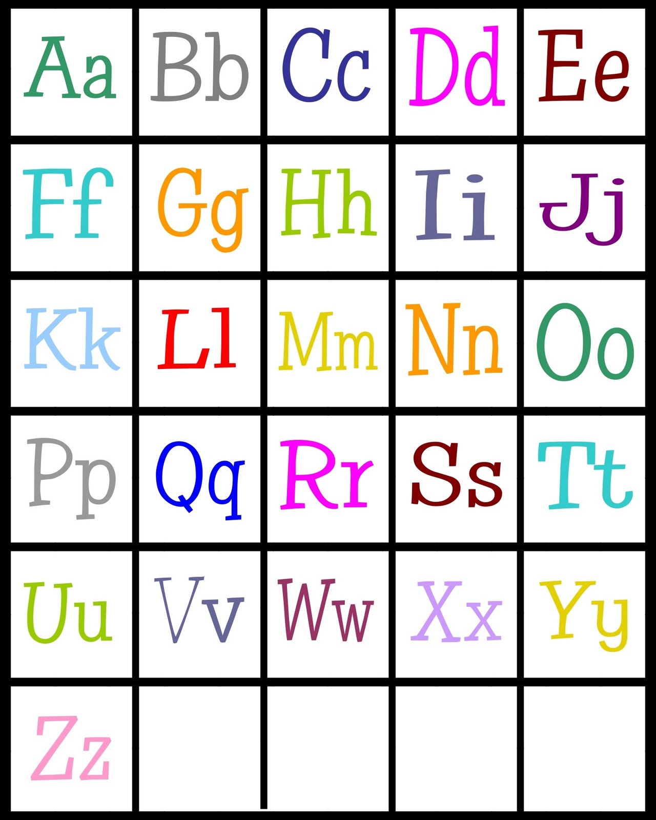 abc printables colorful