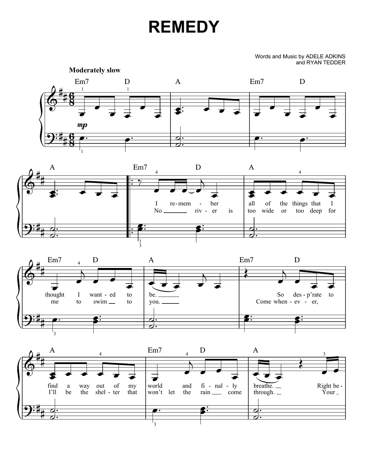 Adele Piano Sheets Music Printable | Activity Shelter