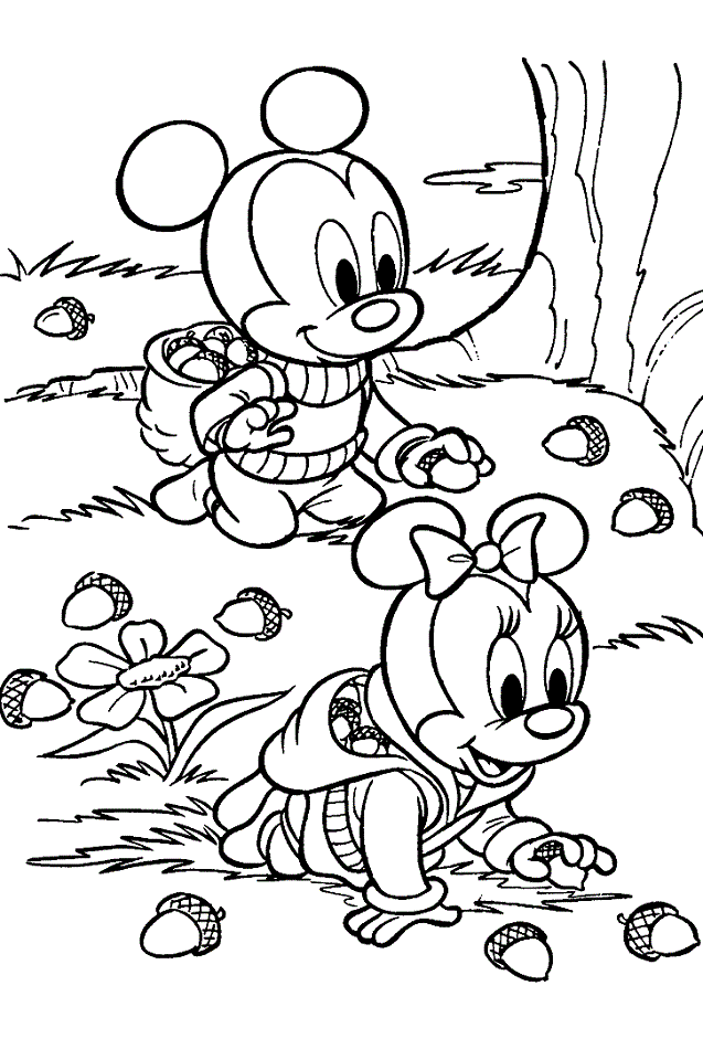 coloring fall children mickey mouse adorable activity coloringkids via