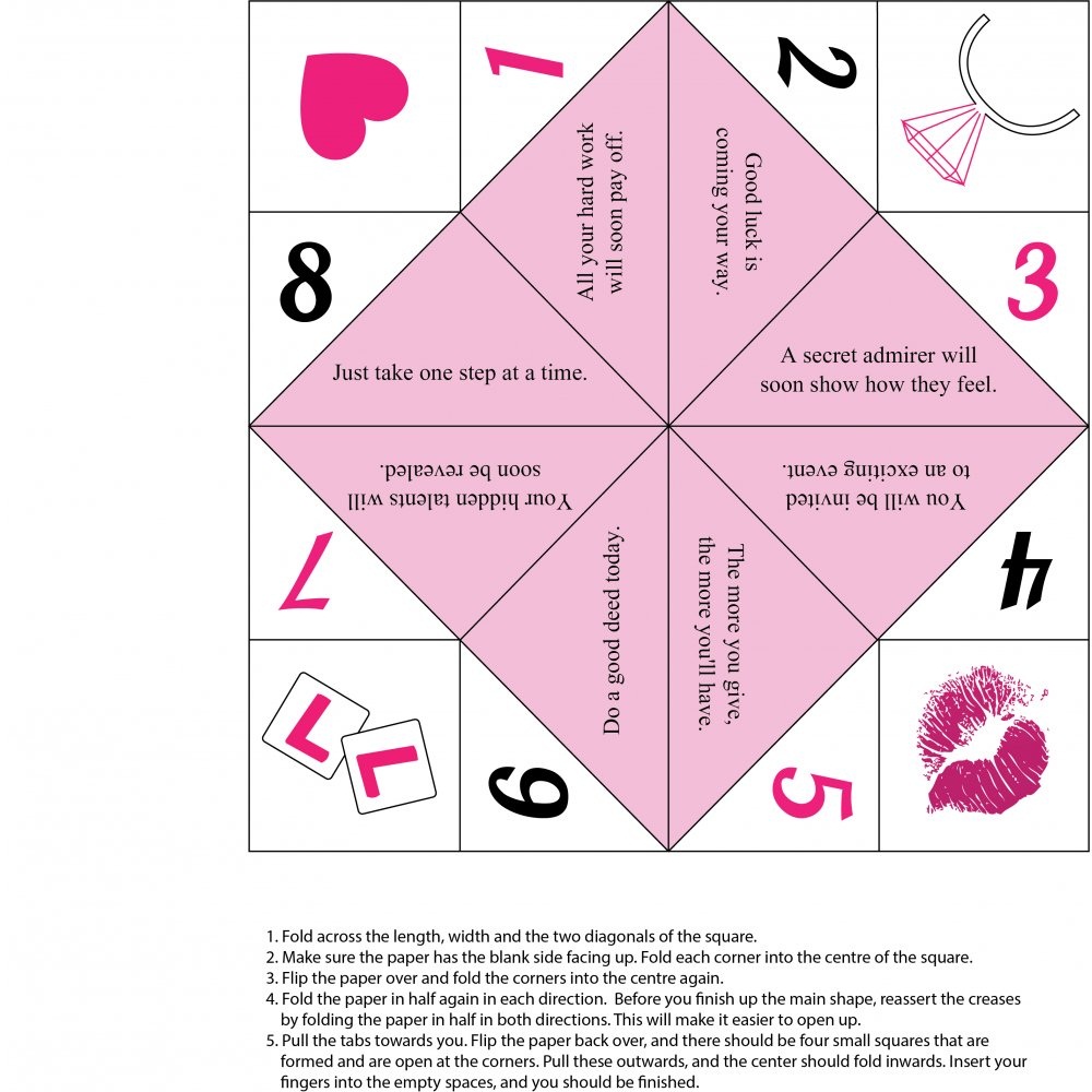 fortune teller paper game pink