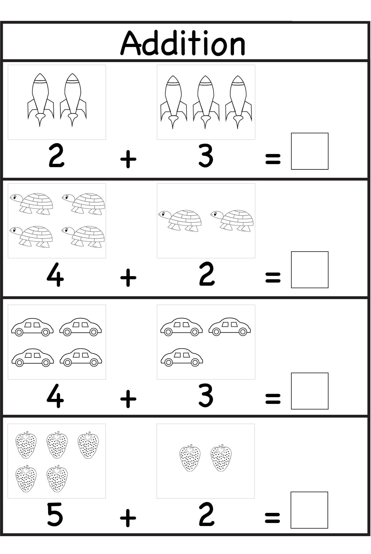 free preschool printables addition