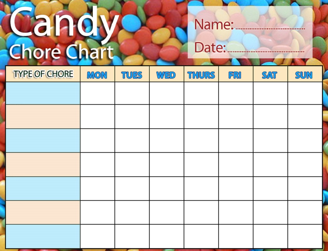 free printable chore charts candy theme