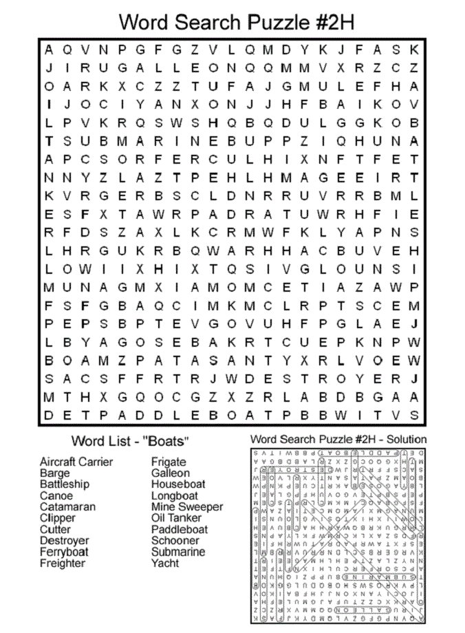 free printable word searches boats