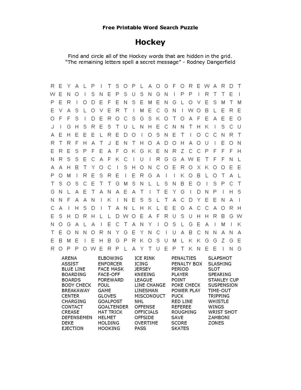 free printable word searches hockey