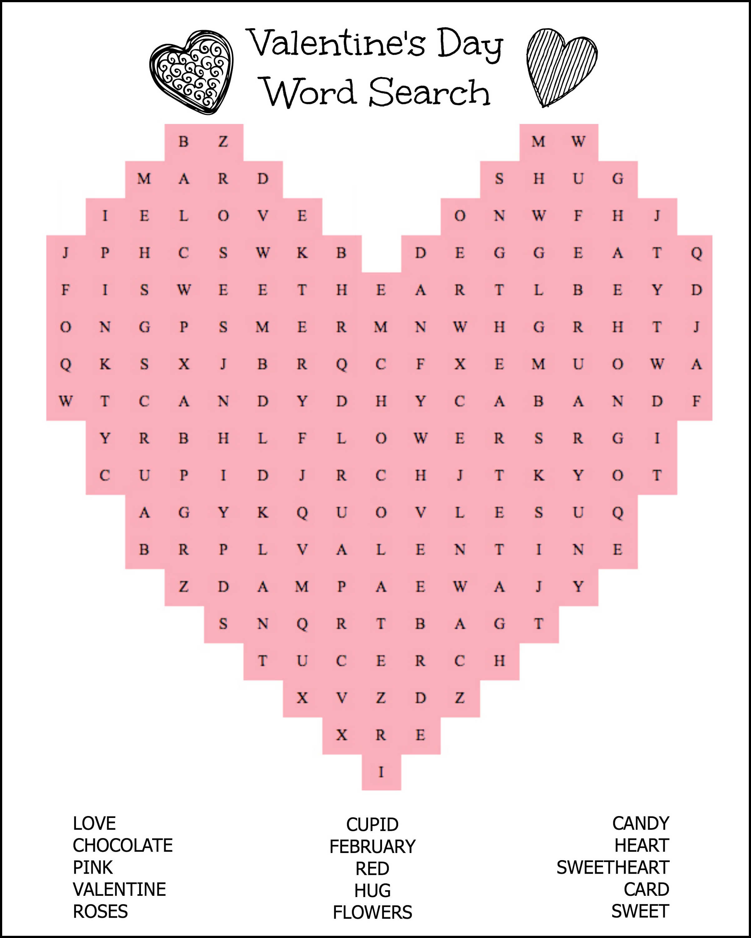 great day word search valentine