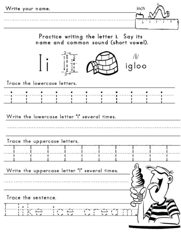 letter i worksheet for kids