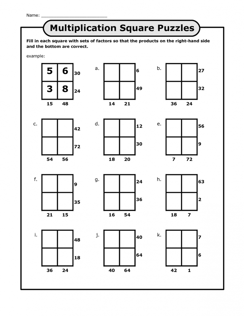 Free Printable Math Puzzle Worksheets
