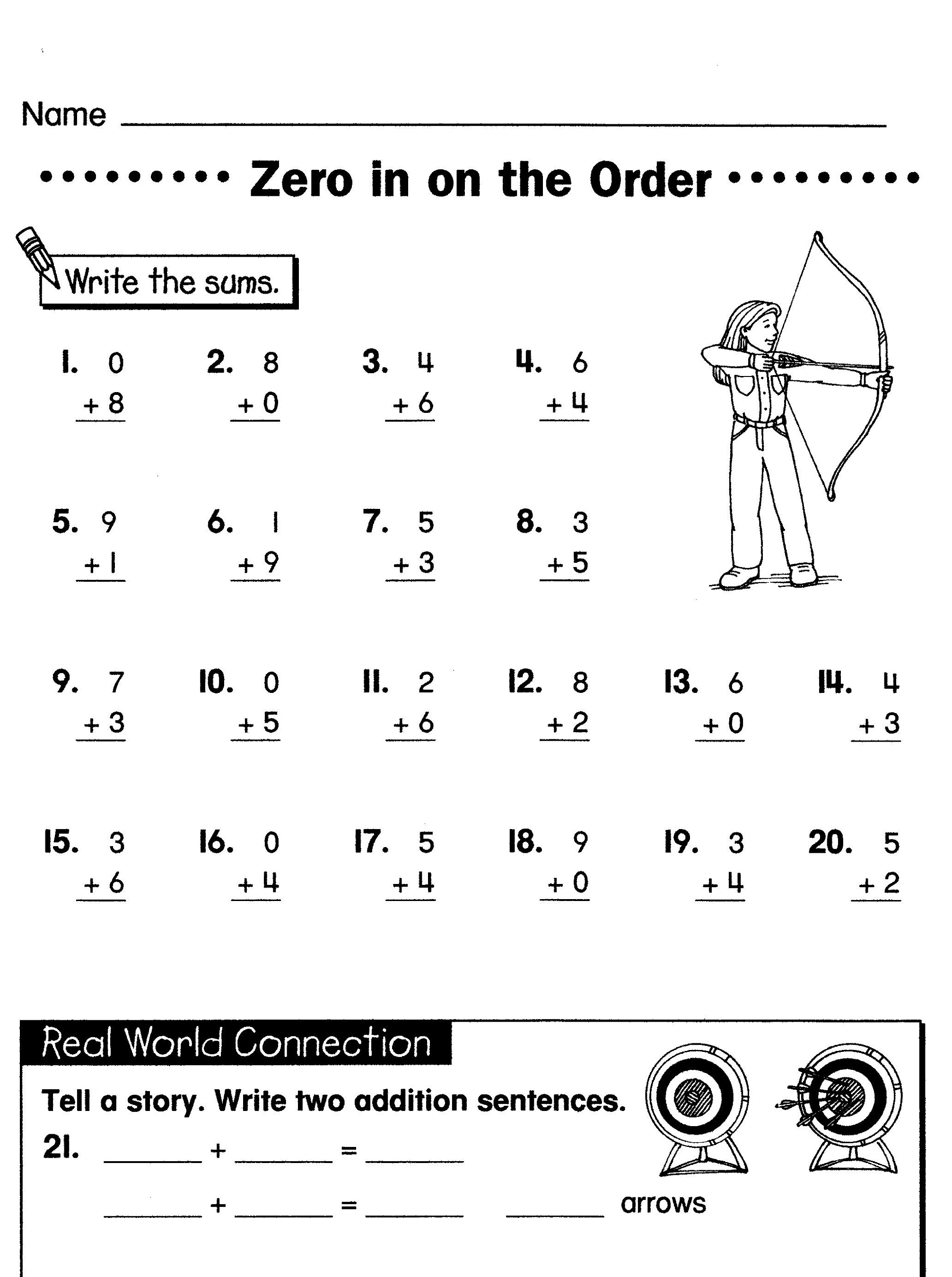 Grade One Math Worksheets Free Printable