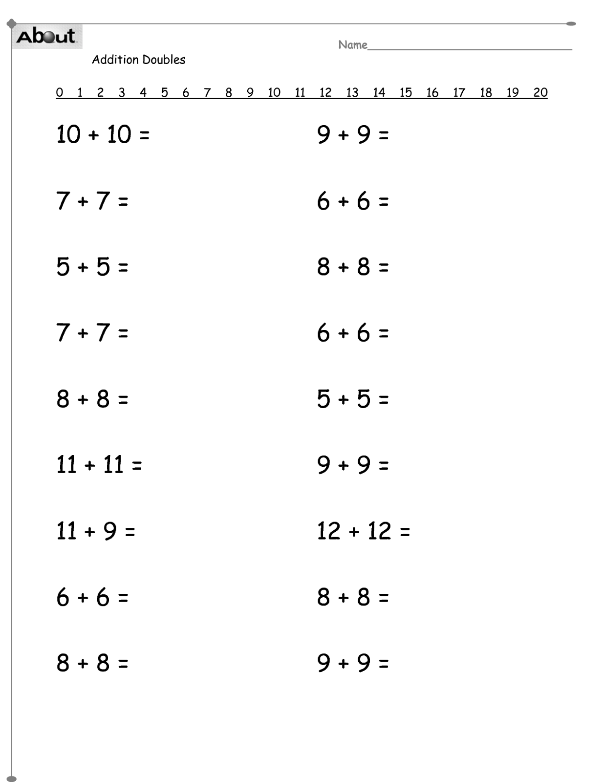 1rst grade math worksheets