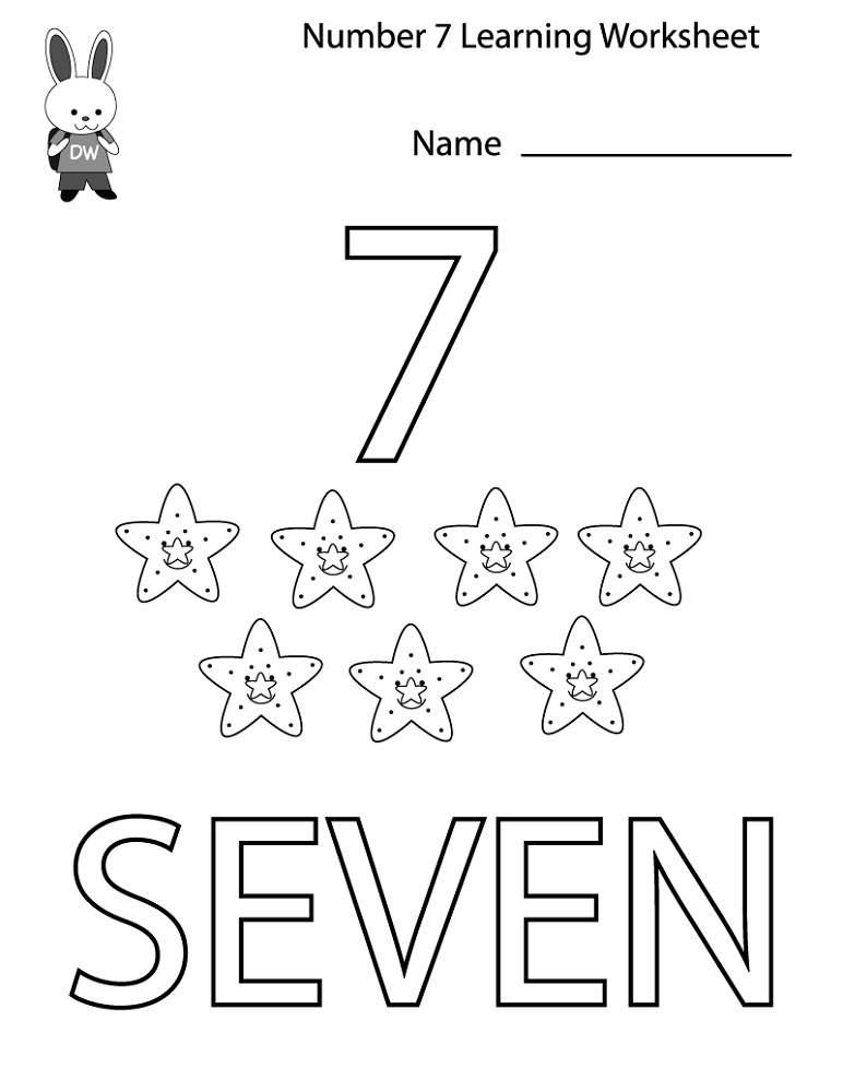 number 7 worksheets for preschools activity shelter