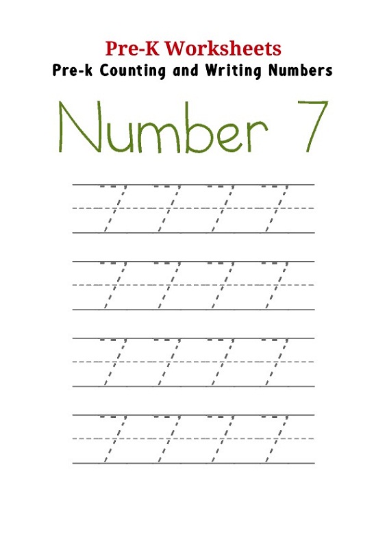 number 7 worksheets pre k