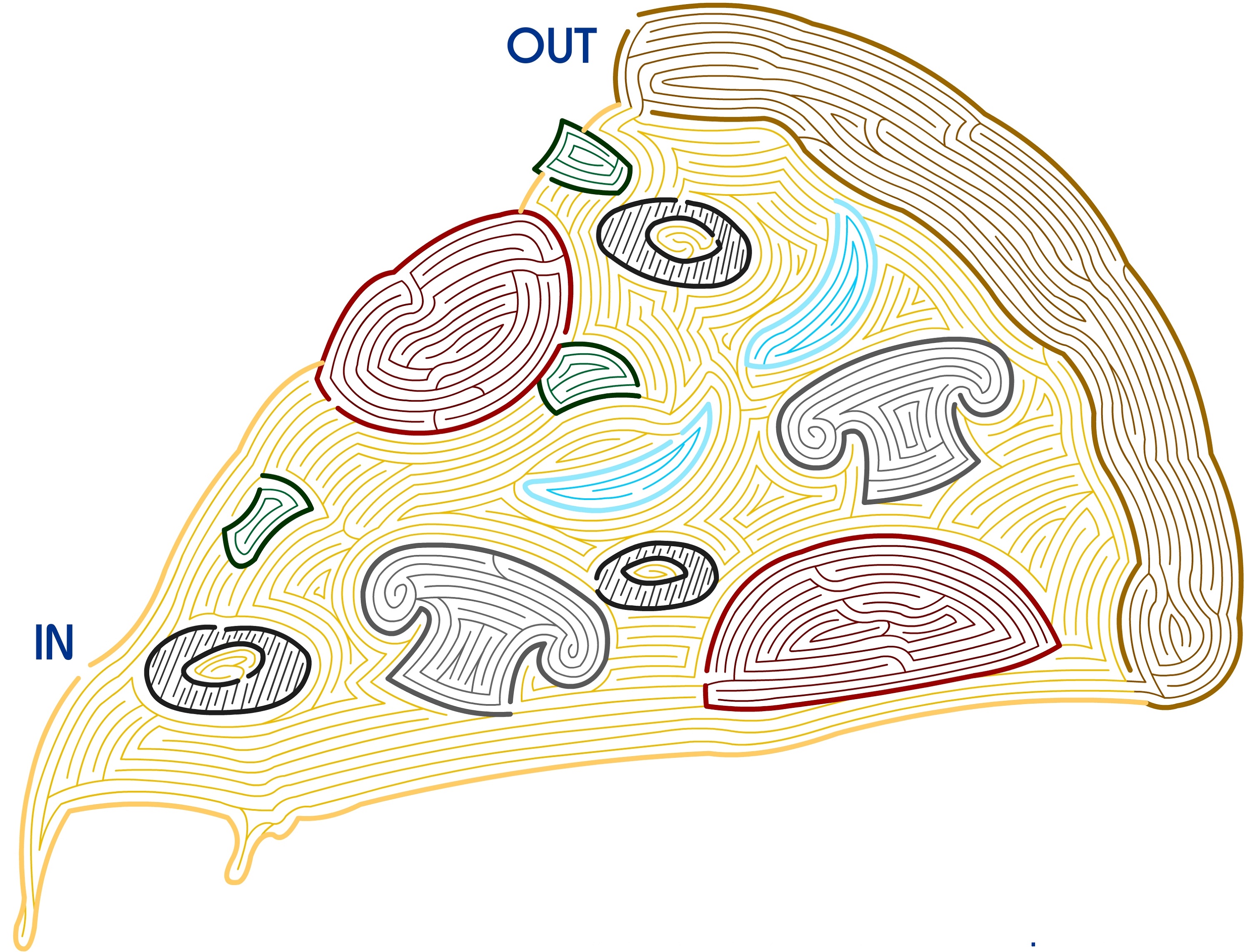 pizza maze for kids colour