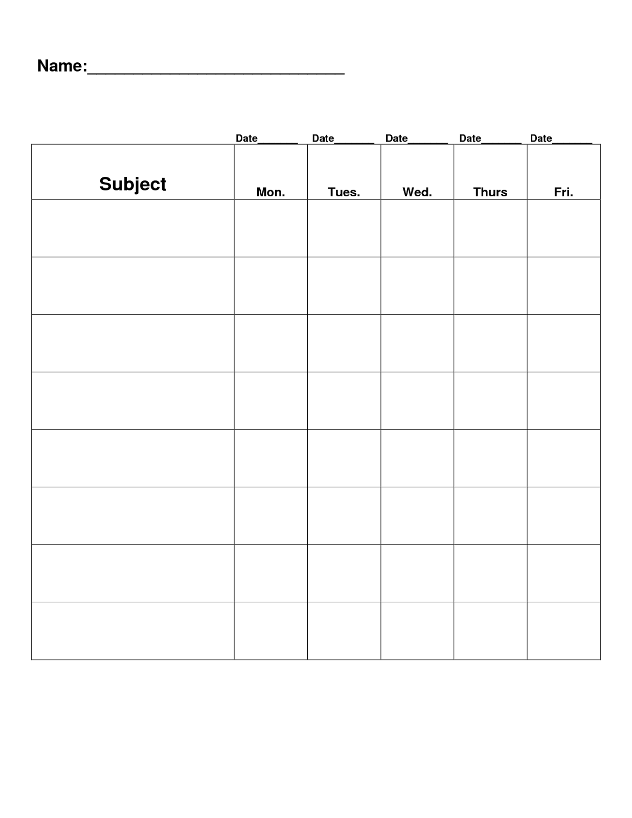 Printable Behavior Charts For